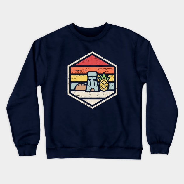 Retro Badge Pineapple Under The Sea Crewneck Sweatshirt by rojakdesigns